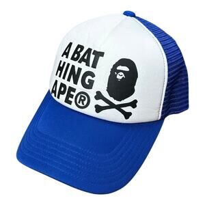 Bape Blue Cross Bone Trucker Hat